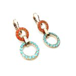 Earrings By Mariana Woman Brilliant Round Beaded Orange and Aquamarine Swarovski Crystals - Image 3