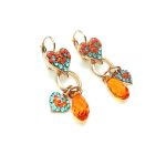 Mariana Earrings Colorful Heart Shape Dangling Charms Yellow Opal, Sun, Blue Zircon, Fuchsia & Orange Crystal Swarovski Masai Africa Coll. - Image 2