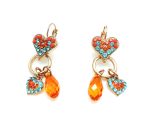 Mariana Earrings Colorful Heart Shape Dangling Charms Yellow Opal, Sun, Blue Zircon, Fuchsia & Orange Crystal Swarovski Masai Africa Coll. - Image 3