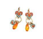 Mariana Earrings Colorful Heart Shape Dangling Charms Yellow Opal, Sun, Blue Zircon, Fuchsia & Orange Crystal Swarovski Masai Africa Coll.