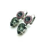 Mariana Earrings Alluring Round Silver Night, Rose & Pear Shape Indian Sapphire Crystal Swarovski Madagascar Africa Coll. - Image 2