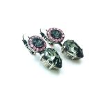 Mariana Earrings Alluring Round Silver Night, Rose & Pear Shape Indian Sapphire Crystal Swarovski Madagascar Africa Coll. - Image 3