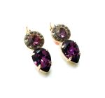 Earrings By Mariana Woman Exquisite Leopard Ckine Agate and Dark Purple Swarovski Crystals - Image 3