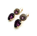 Earrings By Mariana Woman Exquisite Leopard Ckine Agate and Dark Purple Swarovski Crystals - Image 2