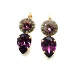 Earrings By Mariana Woman Exquisite Leopard Ckine Agate and Dark Purple Swarovski Crystals