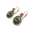 Mariana Earrings Colorful Round Caribbean Blue Opal. Jonquil & Rose Crystal Swarovski Selene Odyssey Coll. - Image 2