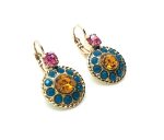 Mariana Earrings Colorful Round Caribbean Blue Opal. Jonquil & Rose Crystal Swarovski Selene Odyssey Coll. - Image 3
