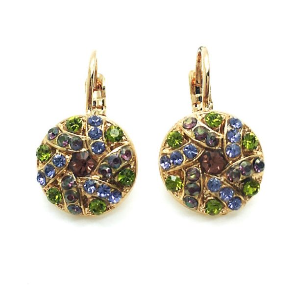 Earrings By Mariana Woman Finely Light Burgundy and  Olivine Swarovski Crystals