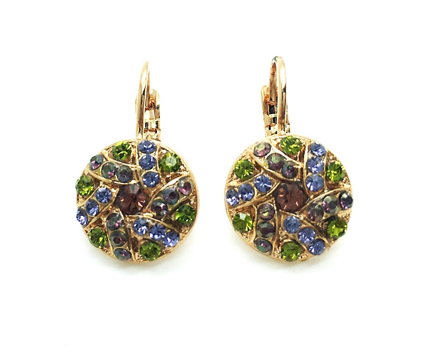 E-1059-1-1089-RG6 (3) Earrings By Mariana Woman Finely Light Burgundy and Olivine Swarovski Crystals - Image 1