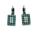 Mariana Earrings Rectangular Beaded Turquoise & Opal Austrian Crystals Fiesta Ambrosia Coll.