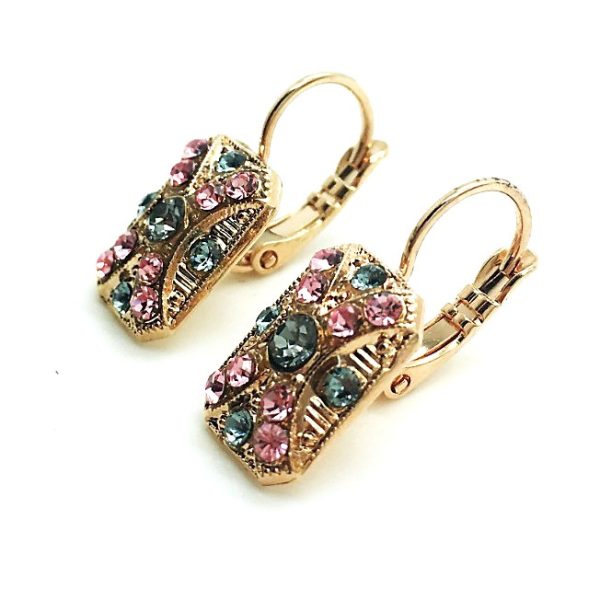 Earrings By Mariana Woman Beautiful Light Rose and Silver Night  Swarovski Crystals