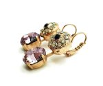 Earrings By Mariana East Meets West Coll. Lovely Round Dangling Opal, Jet and Rose Swarovski Crystals - Image 3
