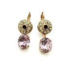 Earrings By Mariana East Meets West Coll. Lovely Round Dangling Opal, Jet and Rose Swarovski Crystals - Image 2