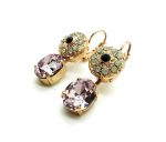 Earrings By Mariana East Meets West Coll. Lovely Round Dangling Opal, Jet and Rose Swarovski Crystals