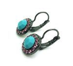 Mariana Earrings Beautiful Round Beaded Turquoise & Purple Opal Austrian Crystals Happiness Inspiration Coll. - Image 2