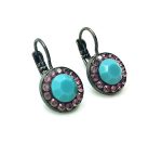 Mariana Earrings Beautiful Round Beaded Turquoise & Purple Opal Austrian Crystals Happiness Inspiration Coll. - Image 3