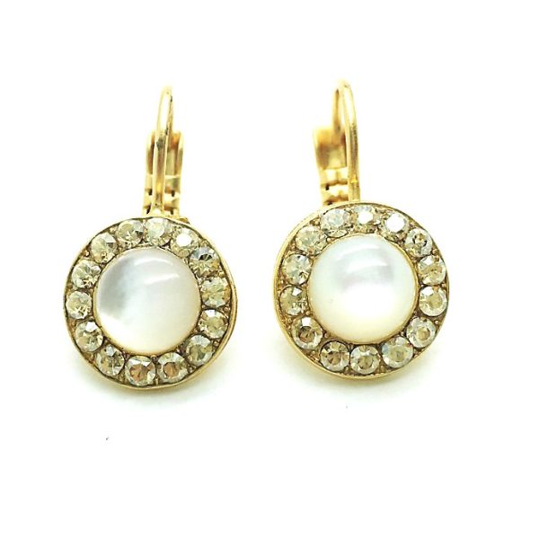 Mariana Earrings Simply Elegant Round Chrysolite Opal & Clear Crystal Swarovski Summer Palace Silk Road Coll.