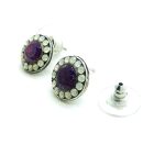 Mariana Earrings Timeless Round Beaded Purple & White Opal Crystal Swarovski Purple Rain Cocktail Hour Coll. - Image 2