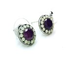 Mariana Earrings Timeless Round Beaded Purple & White Opal Crystal Swarovski Purple Rain Cocktail Hour Coll. - Image 3