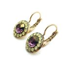 Mariana Earrings Lovely Floral Beaded Yellow Earthy & Purple Crystal Swarovski Bohemian Rhapsody Songbook Coll.