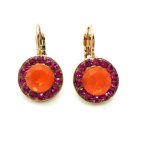Mariana Earrings Adorable Round Beaded Orange & Pink Austrian Crystals Lady Marmalade Songbook Coll.
