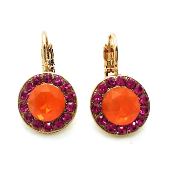 Mariana Earrings Adorable Round Beaded Orange & Pink Austrian Crystals Lady Marmalade Songbook Coll.