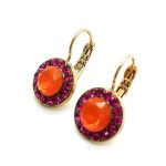Mariana Earrings Adorable Round Beaded Orange & Pink Austrian Crystals Lady Marmalade Songbook Coll. - Image 2