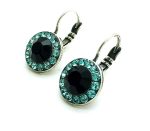 Mariana Earrings Charming Round Beaded Light Blue & Jet Crystal Swarovski St Barts Caribbean Life Coll. - Image 2
