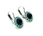 Mariana Earrings Charming Round Beaded Light Blue & Jet Crystal Swarovski St Barts Caribbean Life Coll. - Image 3