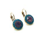 Earrings By Mariana Woman Gorgeous Caribbean Blue Opal and Purple Opal Swarovski Crystals - Image 3
