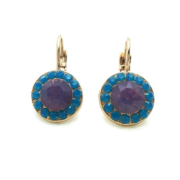 Earrings By Mariana Woman Gorgeous Caribbean Blue Opal and Purple Opal Swarovski Crystals