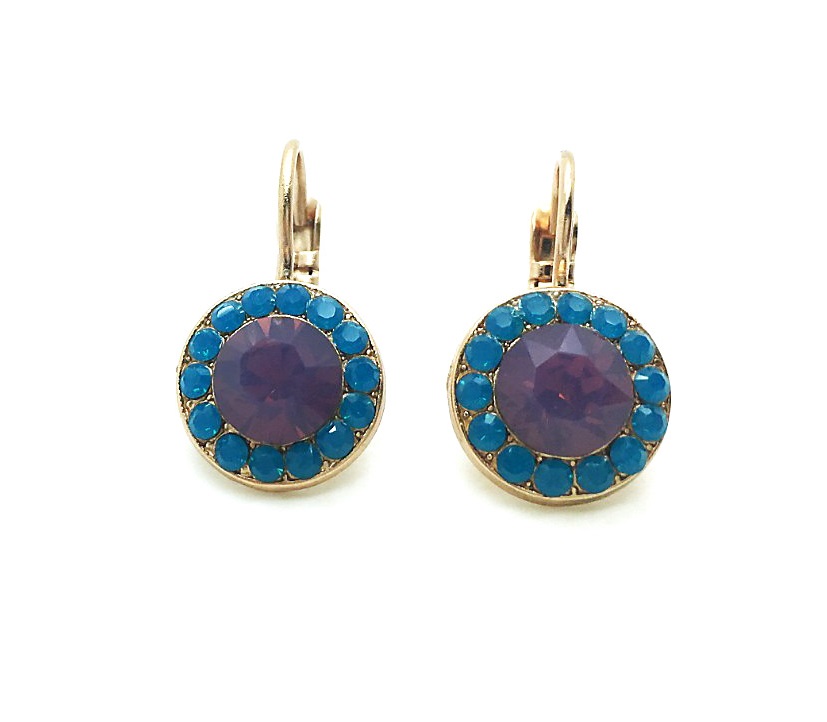 E-1129-1312-RG6 (3) Earrings By Mariana Woman Gorgeous Caribbean Blue Opal and Purple Opal Swarovski Crystals - Image 1