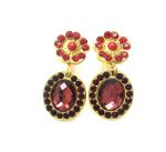 Mariana Earrings Exquisite Flower Shape Siam & Oval Faceted Burgundy Crystal Swarovski Lady in Red Songbook Coll. - Image 3