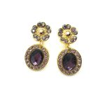 Mariana Earrings Elegant Oval Faceted Purple & Dorado Austrian Crystals Bohemian Rhapsody Songbook Coll. - Image 2