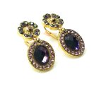 Mariana Earrings Elegant Oval Faceted Purple & Dorado Austrian Crystals Bohemian Rhapsody Songbook Coll. - Image 3