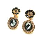 Mariana Earrings Elegant Flower Beaded Jet & Oval Faceted Black Diamond Crystal Swarovski Black Velvet Songbook Coll. - Image 2