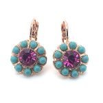 Earrings By Mariana Fantasy Nirvana Coll. Dainty Flower Beaded Fuchsia & Turquoise Swarovski Crystals