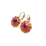 Mariana Earrings Gorgeous Flower Shape Sun & Fuchsia Austrian Crystals Masai Africa Coll. - Image 2