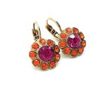 Mariana Earrings Gorgeous Flower Shape Sun & Fuchsia Austrian Crystals Masai Africa Coll. - Image 3