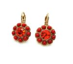 Earrings By Mariana Woman Striking Flower Shape Red and Hyacinth Swarovski Crystals - Image 2