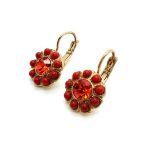 Earrings By Mariana Woman Striking Flower Shape Red and Hyacinth Swarovski Crystals - Image 3