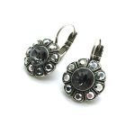 Mariana Earrings Beautiful Flower Black Diamond & Comet Argent Austrian Crystals My Treasures Coll.