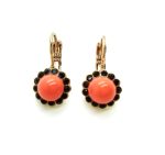 Mariana Earrings Adorable Dainty Flower Shape Siam & Coral Austrian Crystals Flame Paradise Coll. - Image 2