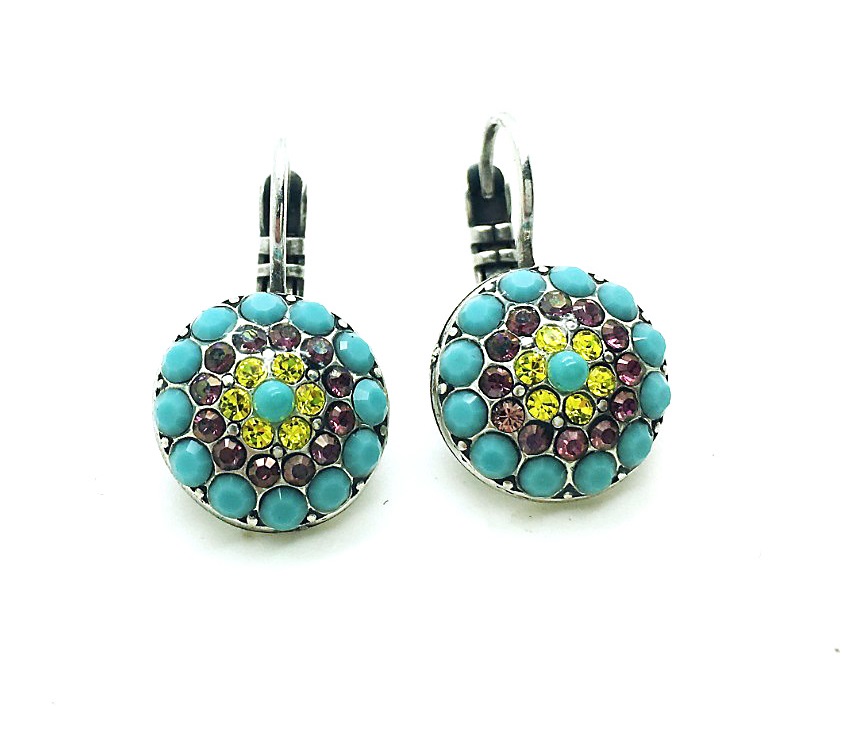 E-1141-1024-SP6 (1) Earrings By Mariana Woman Brilliant Turquoise and Purple Swarovski Crystals - Image 1