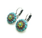 Earrings By Mariana Woman Brilliant Turquoise and Purple Swarovski Crystals - Image 2