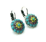 Earrings By Mariana Woman Brilliant Turquoise and Purple Swarovski Crystals - Image 3