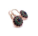 Mariana Earrings My Treasures Coll. Round Dark Blue Pearl, Amethyst, Fern Green & Siam Austrian Crystals - Image 3