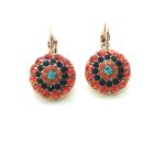 Earrings By Mariana Woman Precious Round Hyacinth, Jet and Orange Swarovski Crystals