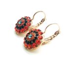 Earrings By Mariana Woman Precious Round Hyacinth, Jet and Orange Swarovski Crystals - Image 2