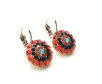 Earrings By Mariana Woman Precious Round Hyacinth, Jet and Orange Swarovski Crystals - Image 3